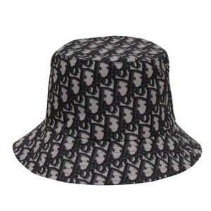 Dior Women Oblique Reversible Teddy-D Brim Bucket Hat Grey Blue Logo Cap Size 58